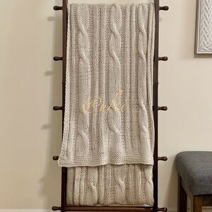 Handmade Cream Cable Knit Throw Blanket